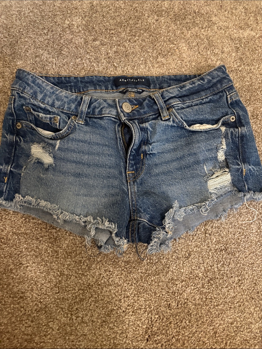 Aeropostale Women's Distressed Denim Cutoff Shorts - Medium Blue